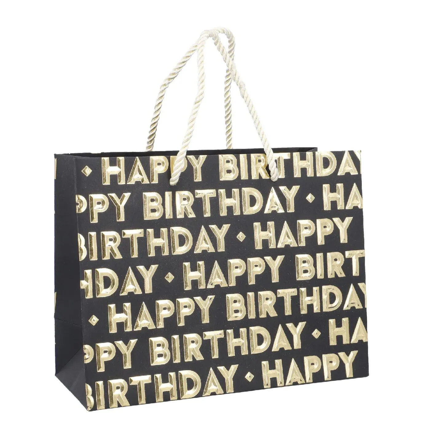 NANU-NANA Geschenktüte Happy Birthday, Schwarz, 23 X 18 Cm