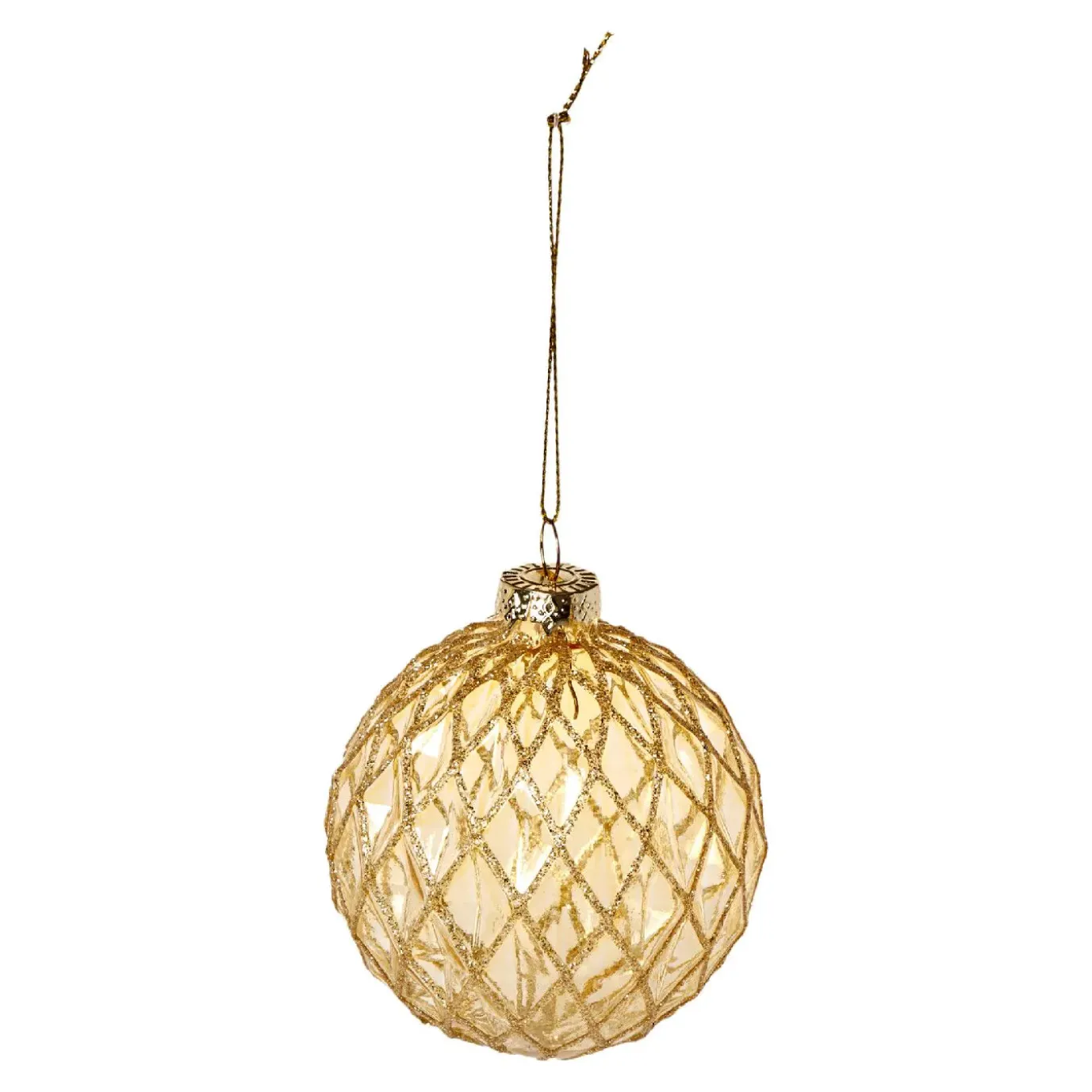 NANU-NANA Glaskugel Dekor, Rauten/gold, 8 Cm