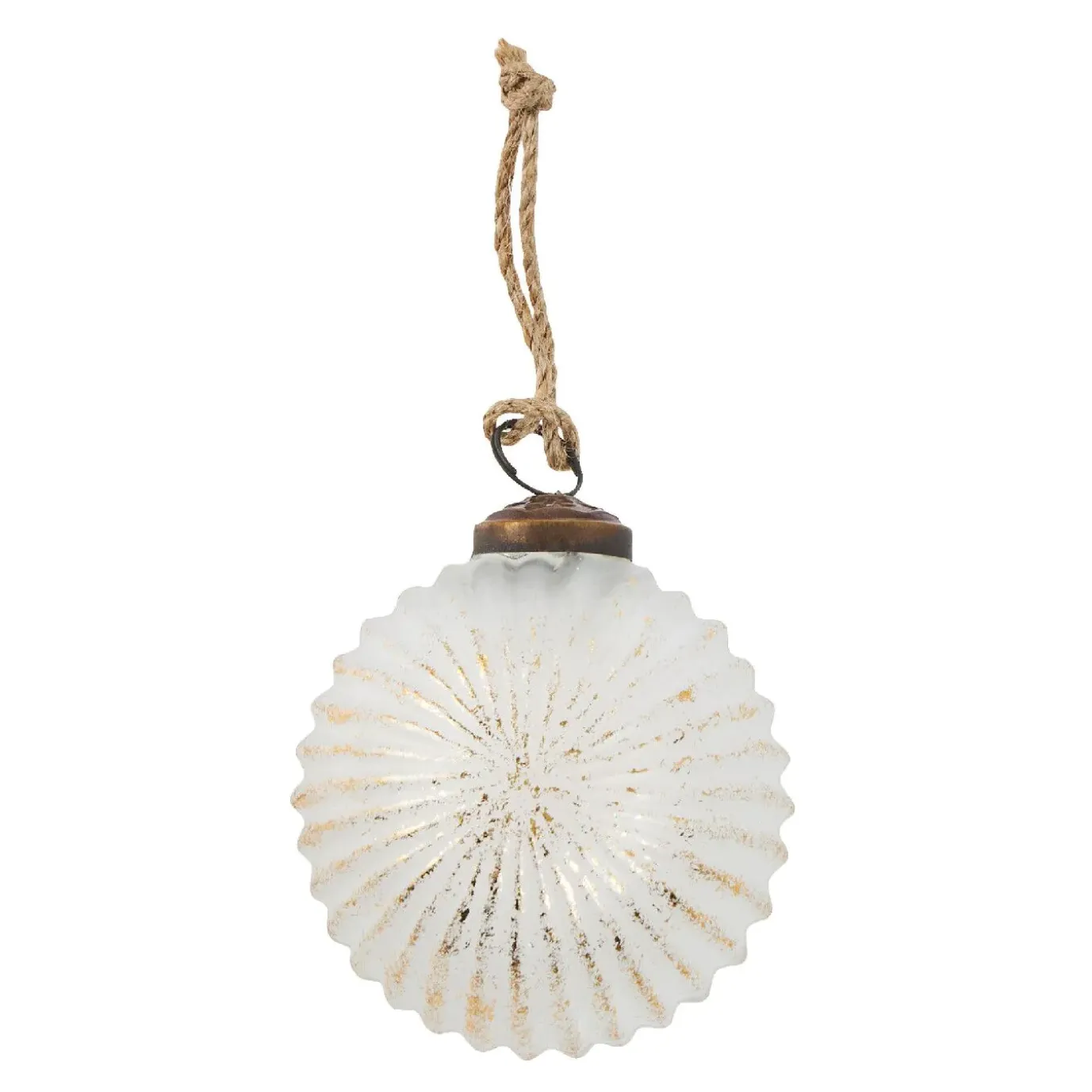 NANU-NANA Glaskugel Querrillen, Creme/gold, 7 Cm