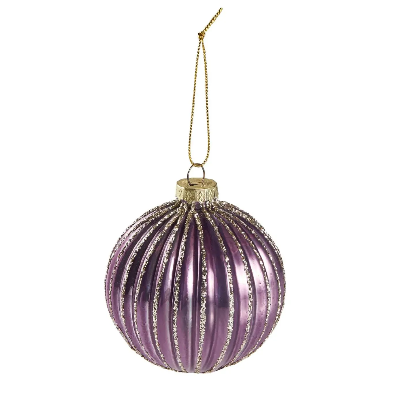 NANU-NANA Kugel Dekor, Rillen/lila, 8 Cm